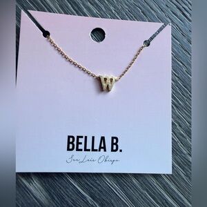Gold Initial Charm Necklace "W"